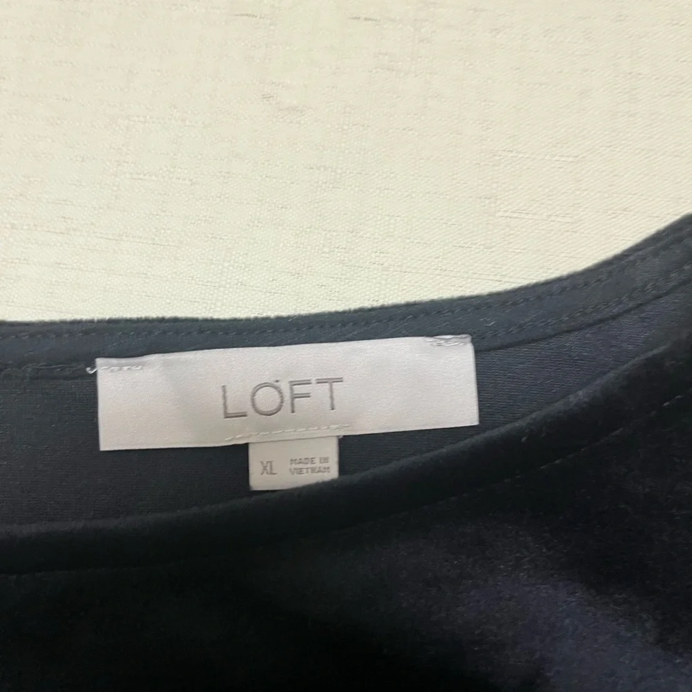 LOFT XL black velvet puff sleeve top
